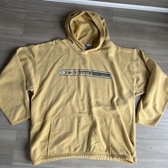 Vintage SeaWorld Force Hanes Heavyweight Comfort Sweatshirt Hoodie Yellow‎ XL - Picture 2 of 10